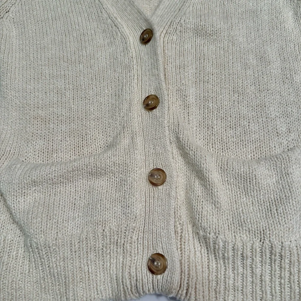 Jenni Kayne Cotton Linen Stanford Cardigan Small Cream Beige EUC - Picture 5 of 6